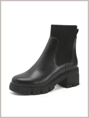 Chelsea Boots Chunky Block Heel Lug Sole Platform Ankle Booties Faux Suede